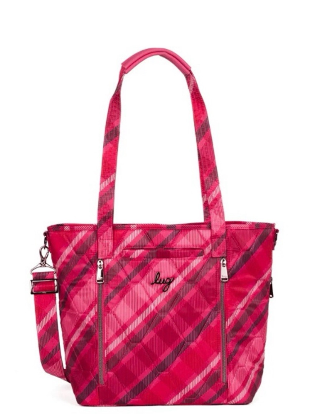 Lug Rally Tote Bag Berry Plaid NWT